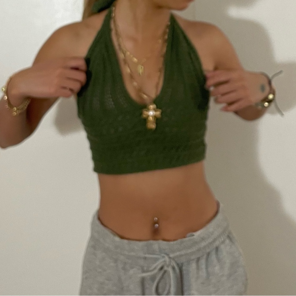 Green Halter Top - Picture 2 of 3